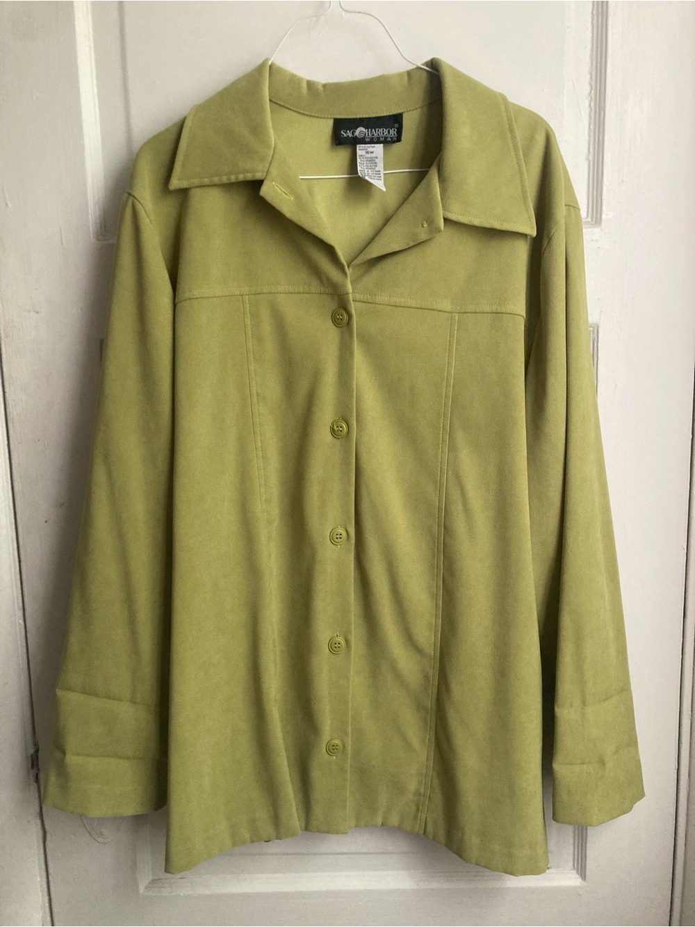 Sag Harbor Olive Green Button-Down Blazer Blouse